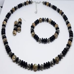 Multi Colored Glass Marble Beaded Trio Set